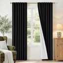 100% Blackout Curtains for Bedroom Linen Textured Insulated Thermal Drapes with Lining Black Curtains 84 Inch Length 2 Panels Set Noise Reducing Window Drapes 7ft Long Ready to Hang for Living Room  50"W x 84"L (Pack of 2), Black