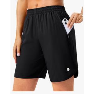 G Gradual 5"/7" Athletic Running Shorts for Women 2 Zipper Pockets Lightweight Workout Gym Summer Dolphin Shorts with Liner M