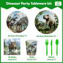 Dinosaur Birthday Decorations, 168 Pcs Dinosaur Party Supplies Includes Plates Napkins Cups for 24 Guests, Dino World Themed Tableware Set Dinosaurs Theme Birthday Party Decoration