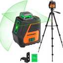 JORGENSEN 360 Laser Level with Tripod, 100 FT Rechargeable Self Leveling Cross Line Laser Leveler Tool with Magnetic Base, Wide Angle Green Laser Level for Picture Hanging, Floor Tile, Construction