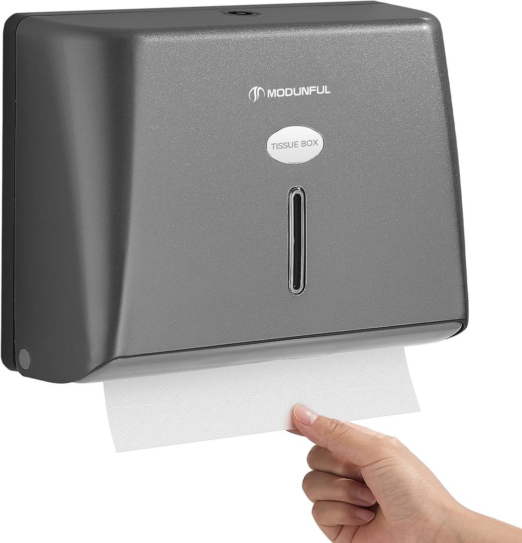 Paper Towel Dispenser Wall Mount - Adhesive Hand Towel Dispenser for Bathroom, Multi-fold/Trifold/Z Fold, 210 Sheets Large Capacity for Compact Home, Apartment & RV