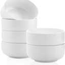 Kanwone Porcelain Bowl Set - 32 Ounce for Cereal, Salad and Soup, Bowls for Kitchen, Microwave and Dishwasher Safe - Set of 6, White