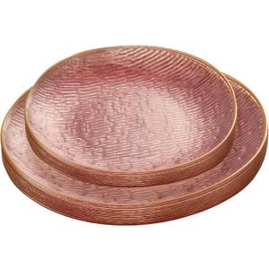 PLASTICPRO 24 Pieces Elegant Plastic Plates for Party Pink with Gold Rim Includes 7" inch and 10" inch Fancy Plastic Plates Disposable Dinnerware