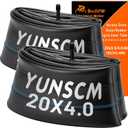 YUNSCM 2-PCS 20x4 Heavy Duty Fat Tire Tubes Schrader Valve Premium Butyl Rubber 20 Bike Tubes Compatible with 20x3.5/4.0 89/102-406 E-Bike/Mountain Bike/Street Bike Bicycle Tire Tubes