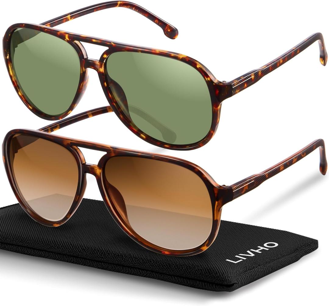 livho Trendy Polarized Aviator Sunglasses Women Men, Retro Sun Glasses for Women Men 2025, Oversized UV Protection Shades