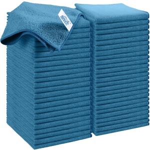 HOMEXCEL Navy Blue Microfiber Cleaning Cloth, 50 Pack Cleaning Towels for Kitchen, Lint Scratch Free, Highly Absorbent, and Reusable Cleaning Rags for House, Window and Glass, Cars, 11.5 X11.5 inch