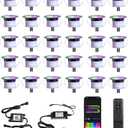 LED Deck Lights Kit, 30 Pack 1.77" Smart RGBW+IC Outdoor Lights | Low Voltage Recessed Deck & Step Lights | IP67 Waterproof Landscape Lighting for Stairs, Pool Deck & Garden | Works with Alexa/Google