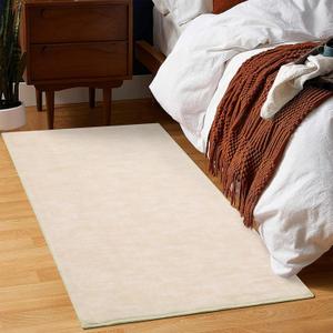 Small Contemporary Area Rug Modern Solid Indoor Throw Carpe Machine Washable Non-Slip Low-Pile Area Rug for Living Room Bedroom Laundry, 2' x 3' Ivory Beige