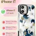 Lotadilo Case for iPhone 17 Case Compatible with Magsafe Ring Holder Stand - for Women Blue Flower Design TPU Phone Cover for Girls Girly Funny Fashion
