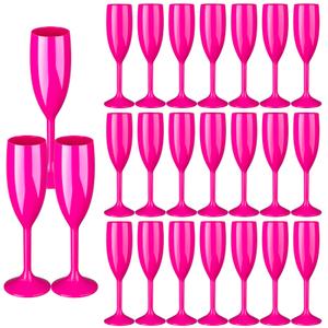 48pcs Pink Champagne Flutes,6OZ Acrylic Champagne Glasses Plastic Goblets Wine Mimosa Glasses Wedding Toasting Shatterproof Reusable Vintage Champagne Flute Drinking Cups for Bridal Christmas Party