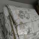 White Botanical Cotton Comforter Queen Size - 3PC Lightweight Bedding Sets with Ultra-Soft Alternative Fill, Luxurious Pale Mustard Reversible Design (1 Comforter, 2 Pillowshams) (Full/Queen (90"90"))