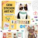 Marlrin Cat Diamond Art for Kids Ages 4-8, Gem Stickers Crafts Kits, DIY Arts and Crafts with Display Stand, Kitten Sticker Art Kit, Birthday Easter Gift for Boys Girls Ages 3-8