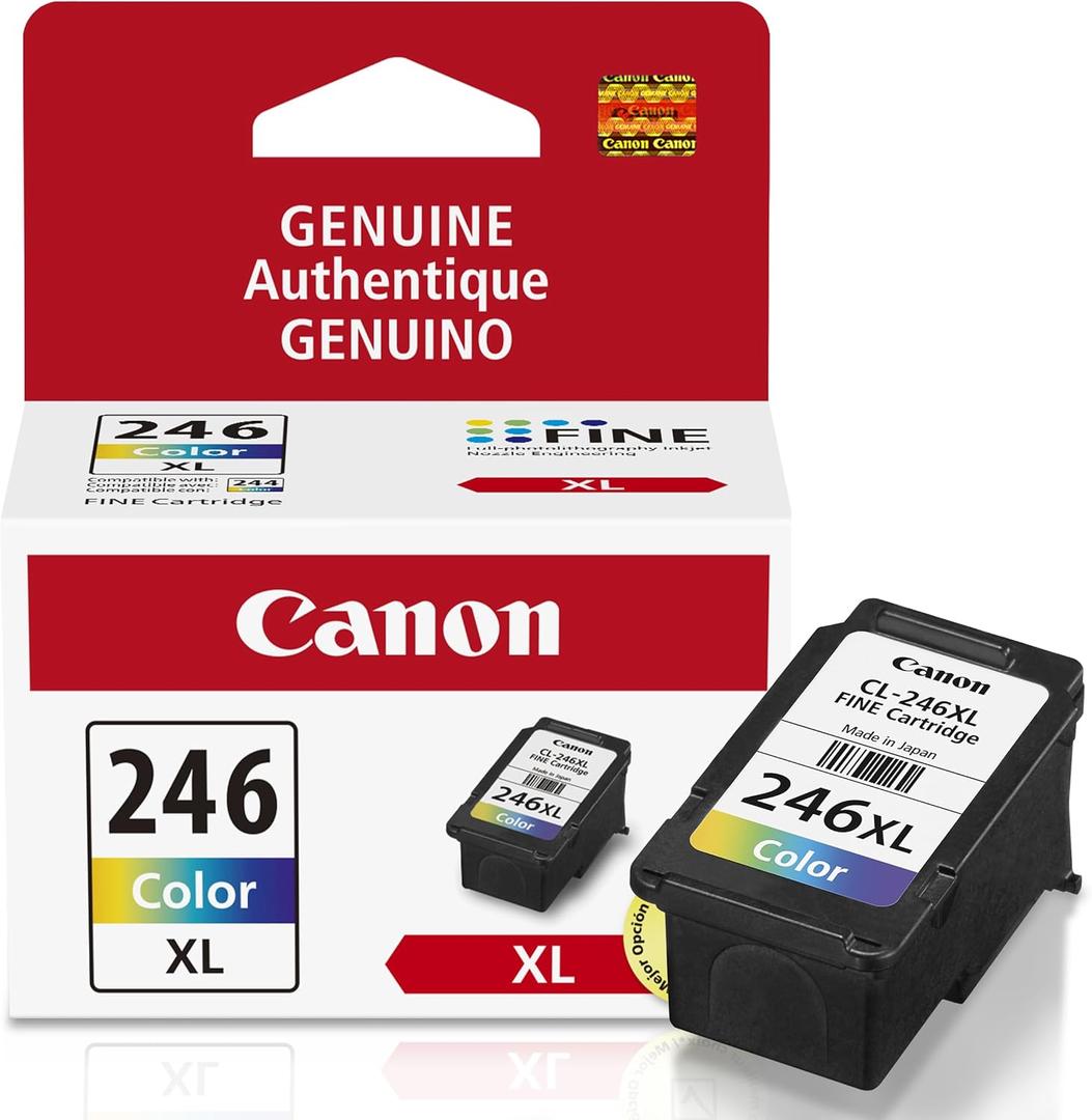 Canon CL-246 XL Genuine Color Ink Cartridge, Compatible with iP2820, MG2420/2924/2920/3020/2522/2525, MX492, TS3120/302/302a/202/202a/4520/3320
