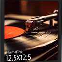 FramePro Vinyl Record Frame for the Wall Display Album Cover with Real Glass, Black 12.5x12.5 Frame for any 12 Inches LP Record with Cover