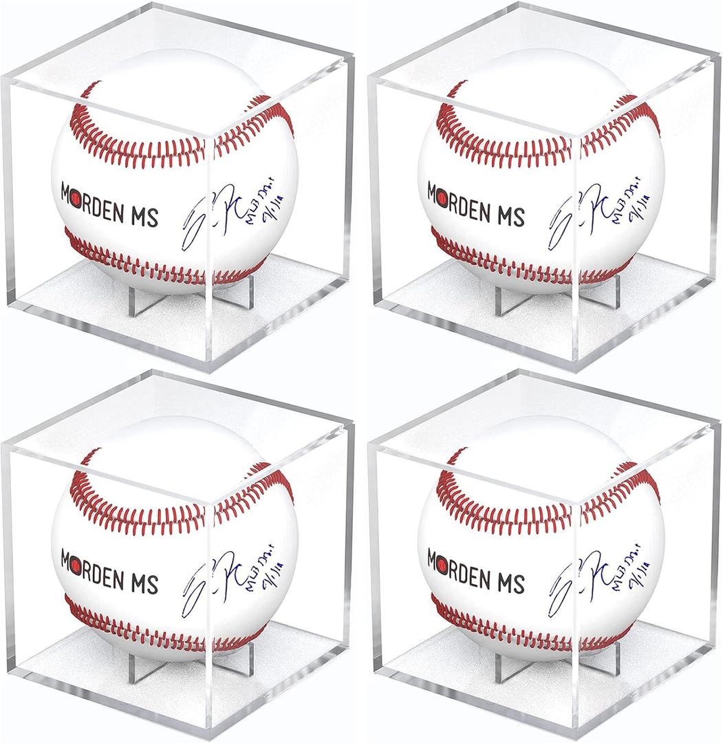 Baseball Display Case, UV Protected Baseball Case, Acrylic Baseball Holder, Memorabilia Display Case for Single Ball, Memorabilia Showcase Autograph Ball Protector - for Official Size Ball  (Clear-4 Pack) Baseball Display Case, UV Protected Baseball Case, Acrylic Baseball Holder, Memorabilia Display Case for Single Ball, Memorabilia Showcase Autograph Ball Protector - for Official Size Ball  (Clear-4 Pack)