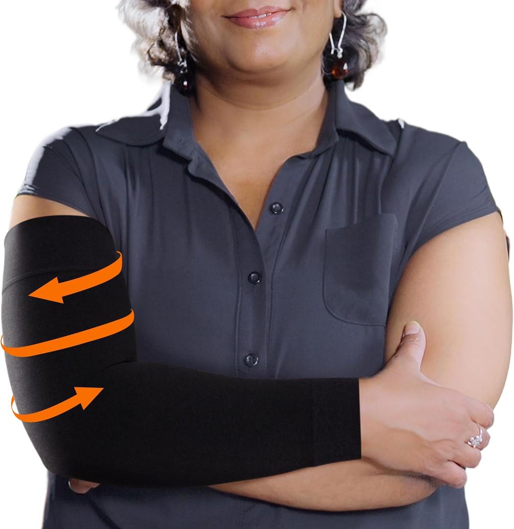 KEMFORD Compression Lymphedema Arm Sleeves for Women - 20-30 mmHg, 1 Pair, Black, S/M - Medical Arm Brace for Swelling, Edema, Circulation