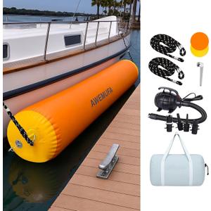 Inflatable Boat Bumper for Docking, 6FT/10FT Inflatable Boat Fender with 110-120v Electric Air Pump, Large Dock Bumper Heavy Duty Pontoon Bumper for Bass Boat, Fishing Boat, Jet Ski, Yacht
