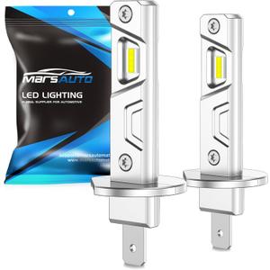 Marsauto H1 Fog Light Bulb, 800% Brightness H1 Fog Lights, 6500K White No Adapter Required, Upgraded 1:1 Mini Size Led Chips Fog Bulb for Car, Truck, SUV, Pack of 2
