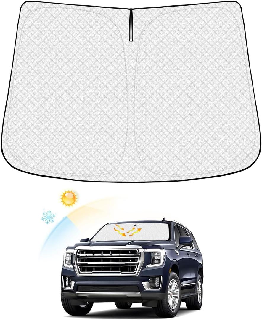 Canvcle Windshield Sun Shade for Chevrolet/Chevy Suburban/GMC Yukon XL 2021-2026 Thicken 6-Layer Foldable Front Window Sunshade Sun Visor Protector Block UV Rays Keep Vehicle Cool