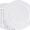 100 Pieces White Plastic Plates - 10.25inch Dinner Disposable Plates - Premium Heavy Duty Hard Disposable Dinner Plates - Party Supplies for Birthdays, Celebrations, Wedding