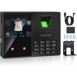 KUIIYER 4 in 1 Employee Time Clocks for Small Business (Face + Fingerprint + Palm Print + PIN) Employee Clock in & Out Machine Biometric Attendance Punch Clock