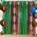 Boao 2 Pack Football Party Decorations 3.3x6.6 ft Shiny Tinsel Backdrop Green and Brown Football Tinsel Foil Fringe Curtains Backdrop Photo Props for Sports Rugby Birthday Party Home Decorations