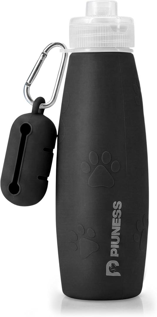 2-in-1 Dog Walking Kit – Portable Dog Pee Cleaning Bottle with Detachable Poop Bag Dispenser (Black)