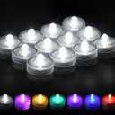 KOABY 12 Pack Warm White Submersible LED Lights, Waterproof Flameless Submersible Lights for Decor