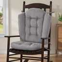 idee-home Wingback Rocking Chair Cushions Indoor, Glider Rocker Replacement Cushions with Removable Corduroy Cover, Wooden Adirondack Chair Pad Non-Slip Bottom Tufted Seat Pads with Ties, Grey (22.2 x 26.7 x 3 in & 17 x 17 x 4 in, Black)