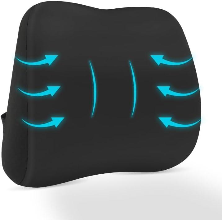 Lumbar Support Pillow for Office Chair, Memory Foam Lumbar Pillow for Lower Back Pain Relief (xiaoyaokaoblack)