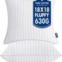 MIULEE 18x18 Pillow Inserts, Firm and Fluffy Decorative Square Throw Pillows for Couch Sofa Bed, Down Alternative with 100% Cotton Cover Pack of 2