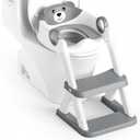 Potty Training Seat, Upgrade Toddler Toilet Seat for Kids Boys Girls, 2 in 1 Potty Training Toilet, Splash Guard Anti-Slip Pad Step Stool(Grey-Pu)