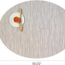 Chilewich Bamboo Placemats Set of 4 - Woven Oval Placemats - Reusable, Stain-Resistant, Indoor/Outdoor Tabletop Protection - 19" x 14" - Chalk, 14"x19.25"
