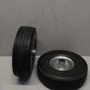 RRQ 10 Inch Solid Polyurethane Tire 4.10/3.50-4 Tire, 10" Flat Free Wheels with 5/8" Bearings, 2.2" Offset Hub for Garden Cart, Hand Truck, Lawn Cart, Mower (2 Pack)