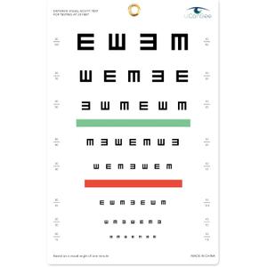E Eye Chart, Visual Acuity Chart for Eye Exams at 10 Feet, 9 x 14 in, Waterproof Matte PVC