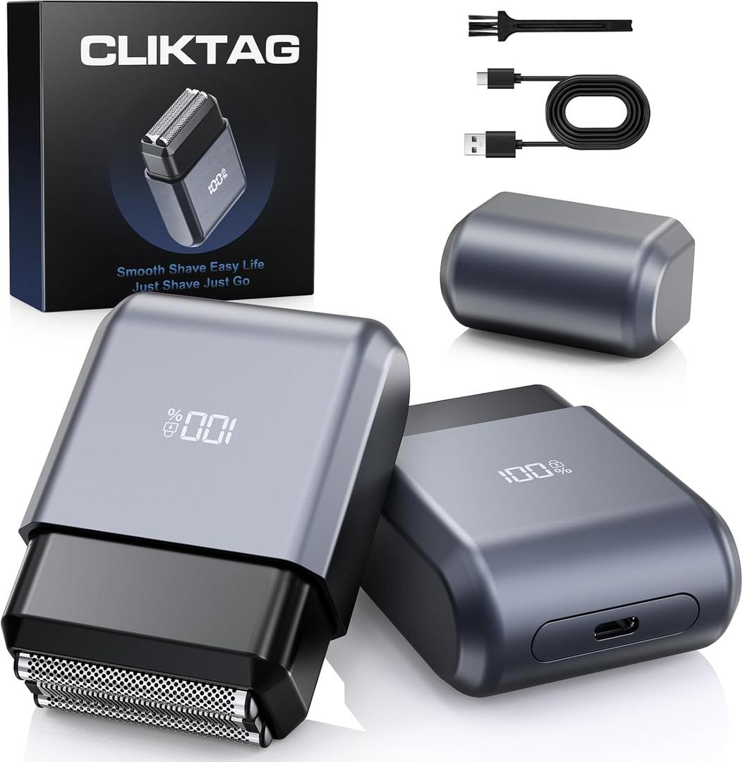 Mini Electric Foil Shaver for Men - Portable Travel Electric Razor for Face, IPX7 Waterproof, USB-C Rechargeable, LED Display, 3 Floating Blades, Wet/Dry for Travel & Home