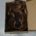 REECHO 12" Ponytail Extension, Classic Loose Curly Wavy Claw Clip Pony tails Hair Extensions Hairpieces for Women (Light Brown with Blonde Highlights)