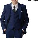 Boys' Suits Formal Tuxedo Slim Fit Boys Suit Set for Wedding Outfit Teen Boy Dress Clothes (7, Navy Blue)