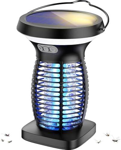 OnBeam Solar Bug Zapper Outdoor, Mosquito Zapper Outdoor Waterproof Electric Fly Zapper Rechargeable Mosquito Killer with Solar Panel, 4200V Fly Trap Indoor for Home Backyard, Patio, Garden, Camping