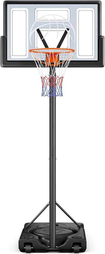 Basketball Hoop Outdoor 10ft Adjustable, Portable Basketball Hoop Goal System for Kids Youth and Adults in Backyard/Driveway/Indoor, 44 Inch Shatterproof Backboard and Larger Base