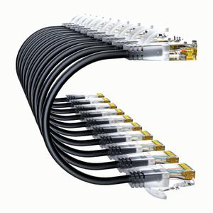 Cat6a Patch Cables 3ft (10 Pack) Slim, Cat6 Ethernet Patch Cable Pure Copper, Flexible Cat 6 Patch Cable 550MHZ 10G, Space-Saving Cat 6A Network Cables for Patch Panel, Black