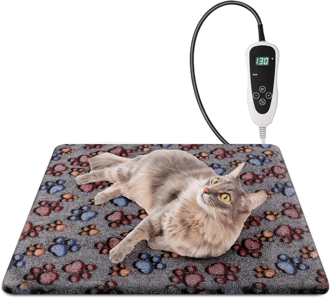 Newget Cat Heating Pad, Waterproof Pet Heating Pad for Cats Dog Indoor, 11 Adjustable Temperature Cat Warming Bed Mat with Timer, Indoor Heated Bed with Chew Resistant Cord (S: 18'' L X 18W '')