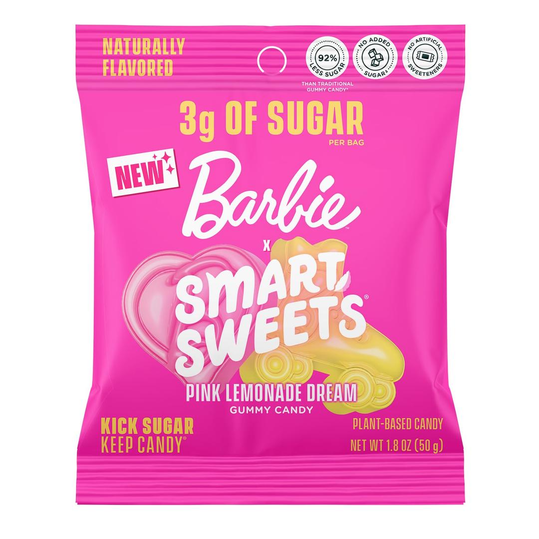 SmartSweets Barbie Pink Lemonade Dream, Gummy Candy, 1.8oz Bags, 14 Pack | Gluten Free, Plant Based, Healthy Snacks For Adults & Kids, Fiber Candy, Fun Chewy Pink Lemonade Gummies, Healthy Candy (EXP 07/26/26)