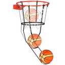 Basketball Return Attachment for Hoop Heavy Duty Basketball Rebounder with 6 Hooks, Basketball Accessories for Indoor and Outdoor, Basketball Hoop Rebounder for Solo Play and Practice, Metal, Black, MISSING NET