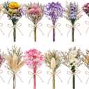 LawnIdyll 12/24 PCS Charming Dried Flowers Bouquet for Vase Various Dried Wildflowers with Stems Mini Handmade Wildflowers Natural Real Flowers Bulk Flowers Craft (Various Series, 12 PCS)