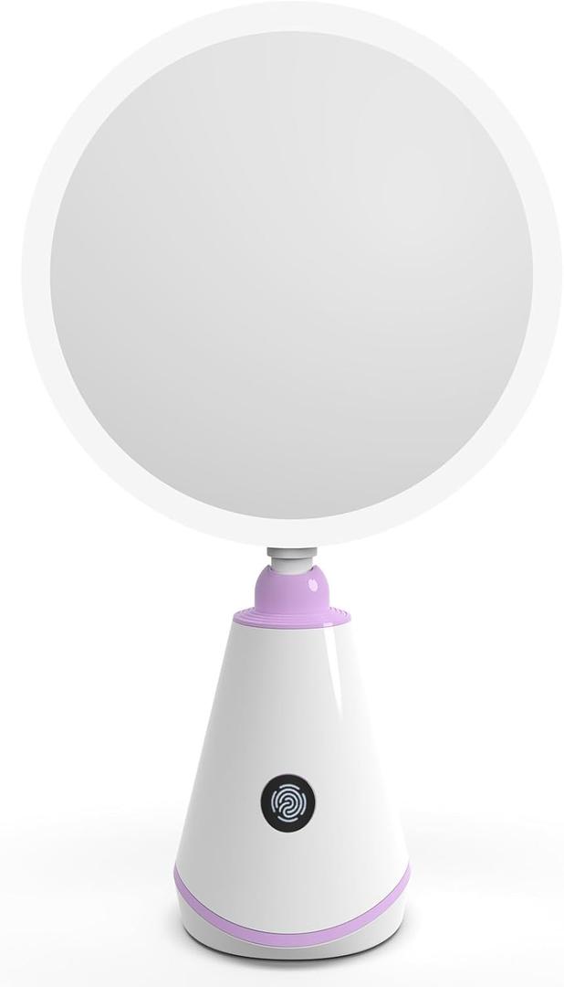 Generic Makeup Mirror with Light-15x Large Lighted Makeup Mirror,Rechargeable Adjustable Lighted Vanity Mirror,1x/15x Magnifying Mirror with Light,360 Rotating Mirror with 3 Color Lights (purple)