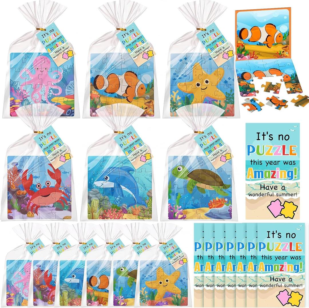 Resurhang 24 Sets End of Year Student Gifts from Teacher Bulk Under the Sea Magnetic Puzzle Party Favors Set Magnetic Puzzle Books Bulk for Kids Preschool Kindergarten Graduation Gifts