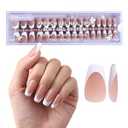 OPkssnails Press on Nails, Medium Coffin French Soft Gel Nail Tips, 256pcs French Tip Press on Nails Brown, No Need to File Tips Pre-lasting, Acrylic Fake Nails Extensions for Women