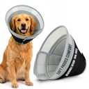 Premier Web Products Soft Dog Cone Collar To Stop Licking - Large Dog Cone, Adjustable and Reversible Design, Non-Woven Breathable Fabric, Elizabethan Recovery Collar after Surgery for Cat, Black