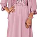 GRACE KARIN Wedding Guest Dress,Mother of The Bride Dresses,Two Piece Formal Sequin Dress with Jacket Tea Length 2026 (Medium, Gray Pink)